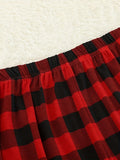 "Believe" Letter Print Black Top And Black And Red Plaid Pants Family Matching Pjs Set, for Outdoor