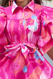 namcoverse Tie Dye Girly Ruffle Belted Mini Dress