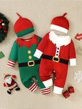 Two Sets of Combination Models Christmas Ha Ha Clothes for Boys Christmas Cute Long Sleeve and Pants Body Suit Ha Ha Clothes + Hat Christmas Gift New Year Gift, Perfect for Outdoor