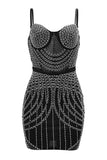 namcoverse Rhinestone Hot Spaghetti Strap Mini Dress