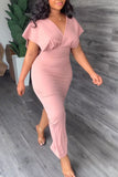 namcoverse Solid Color Feminine High Split Midi Dress