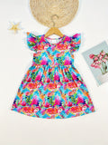 Girls Enchanting Animal Print Frill Sleeve A-line Dress - Lightweight Summer Fun for Holidays & Casual Wear - Perfect Gift Idea