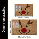 1pc 1350gsm Ultrafine Fiber Rustic Reindeer Rug, Non-Slip, Washable, Rectangular, 0.7cm Thick, Knitted, TPR Backing, Polyester Fiber, Machine Washable, Indoor/Outdoor Use, Perfect for Bedroom, Bathroom, Kitchen, Hallway, Festive Christmas Decor, Gift Idea