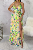 namcoverse Floral Print On-trend Lace-Up High Split Maxi Dress