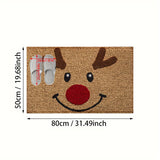 1pc 1350gsm Ultrafine Fiber Rustic Reindeer Rug, Non-Slip, Washable, Rectangular, 0.7cm Thick, Knitted, TPR Backing, Polyester Fiber, Machine Washable, Indoor/Outdoor Use, Perfect for Bedroom, Bathroom, Kitchen, Hallway, Festive Christmas Decor, Gift Idea