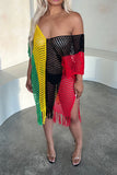 namcoverse Color Block Hollow-Out On-trend Tassel Beachwear