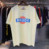 Top Craftsmanship Rhude Mens T Shirts summer Fashion designer tshirts Street Casual Short Sleeve Beach Style tees Cotton Printing Shirt 23SSS A124