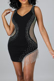namcoverse Rhinestones Party Tassels Mini Dress