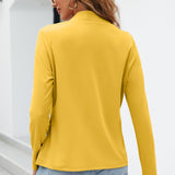 Elegant Solid Color Lapel Blazer for Women: Durable, Warm, Easy-Care with Pockets, Perfect for Fall/Winter