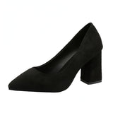 Stylish Chunky Heel Pumps - Pointed Toe Non Slip High Heels for Women - Comfortable and Chic Shoes for Any Occasion