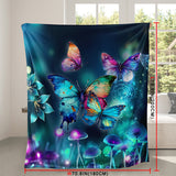 1pc Dreamy Softness Butterfly Floral Print Flannel Blanket - Ultra-Warm, Multi-Purpose, All-Season Throw for Couch, Sofa, Office, Bed, Camping, Travel - Perfect Gift for Family and Friends