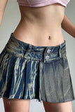 namcoverse Distressed Gradient Denim Girly Pleated Skirt