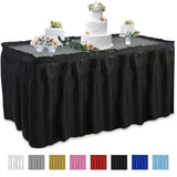 14ft x 29in Rectangle Disposable and Reusable Plastic Table Skirt for Parties, Weddings, Banquets, Birthday Decorations - 100% Plastic Material, Machine Made Weave