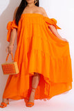 namcoverse Solid Color Pretty Flowy Tiered Ruffle Maxi Dress