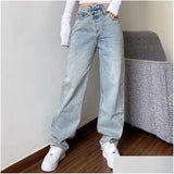 Womens Jeans Mom Baggay High Waist Straight Pants Women White Black Fashion Casual Loose Undefined Trousers 201223 Drop Delivery Appar Otihu