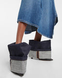 namcoverse Unique Fold Over Ankle Denim Boots