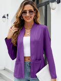 Elegant Solid Color Lapel Blazer for Women: Durable, Warm, Easy-Care with Pockets, Perfect for Fall/Winter
