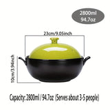 Versatile Ceramic Casserole Pot - High-Temperature Resistant, Ideal for Gas Stovetop & Oven Cooking, Perfect for Soups & Stews, 94.7oz Capacity (3-5 Servings)