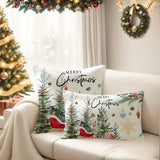 Rustic Christmas Tree Throw Pillow Cover - Merry Christmas Farmhouse Decor, Zip Closure, Hand Washable, Polyester - Perfect for Couch, Sofa, Living Room & Bedroom - 11.8"x19.7" or 17.7"x17.7" (Pillow Not Included)