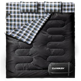 XXL Queen Size 2 Person Flannel Double Sleeping Bag with 2 Pillows - Ultra-Warm, Waterproof, and Spacious for Cold Weather Camping - Ideal for Adults and Couples