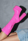 namcoverse Solid Color Whimsical Zipper Block Platform Boots