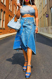 namcoverse Denim On-trend Asymmetric Skirt