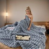 Soft and Warm Faux Sheepskin Blanket: Plush Comfort for Your Bed or Sofa - Contemporary Style, Machine Washable, Checkered Pattern, Winter Season, Velvet Fabric, Suede Cover, Active Print, >500g Weight