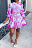 namcoverse Tie Dye Cute Belted Mini Dress