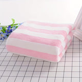 Striped Soft Absorbent Towel Set, Fast Drying Coral Fleece Bath and Hand Towels, Polyester Blend Terrycloth Knit Fabric, 320 GSM - Pack of Bath and Face Towels