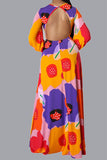 namcoverse Colorful Flower Print Backless Maxi Dress