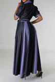 namcoverse Color Block Patchwork Classic Belted Maxi Dress