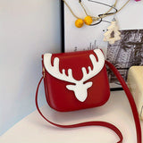 New Women's Christmas Fawn Shoulder Crossbody Bag Forest Style Girl Small Square Bag