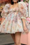 namcoverse Floral Print Girly Princess Mini Dress