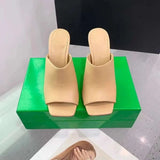 Women's New Summer Woven Metal Slim High Heels For External Wearing Of Slippers, Fashionable Square Fashion Open Toe Sandals