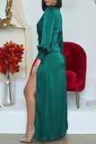 namcoverse Green Elegant Deep V Neck Splited Maxi Dress