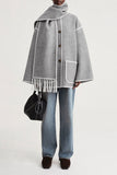 namcoverse Patchwork Scarf Collar Modern Tassel Coat