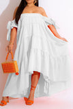 namcoverse Solid Color Pretty Flowy Tiered Ruffle Maxi Dress