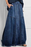 namcoverse Patchwork Simple Burrs Denim Skirt