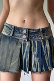 namcoverse Distressed Gradient Denim Girly Pleated Skirt