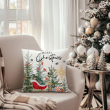 Rustic Christmas Tree Throw Pillow Cover - Merry Christmas Farmhouse Decor, Zip Closure, Hand Washable, Polyester - Perfect for Couch, Sofa, Living Room & Bedroom - 11.8"x19.7" or 17.7"x17.7" (Pillow Not Included)