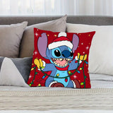 1pc Christmas Themed Plush Pillow Cover, Cartoon Stitch with Santa Hat Design for Holiday Home Decor, Double-Sided Print, Polyester - Ideal for Halloween, Christmas, Vacation Homes, Living Rooms, Bedrooms, RVs, Sofa Cushions, Festive Gift for Ages 14+