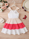 Adorable Cartoon Kitty Girls Summer Dress - Cute Ruffles, Contrast Stitching & Easy-Care Knit Fabric