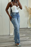 namcoverse Cross Applique Stylish Gradient Jeans