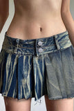 namcoverse Distressed Gradient Denim Girly Pleated Skirt