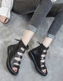 namcoverse Lace-up Cut-out Fish Toe Summer Boots