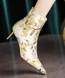 namcoverse Chinese Style Handmade Embroidered Pointed Toe Slim Heel Short Boots CZ1023