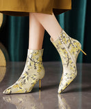 namcoverse Chinese Style Handmade Embroidered Pointed Toe Slim Heel Short Boots CZ1023