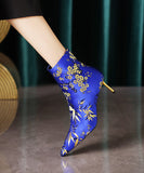 namcoverse Chinese Style Handmade Embroidered Pointed Toe Slim Heel Short Boots CZ1023