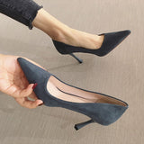 namcoverse   Ladies Shoe Women High Heel Fashion All-Match Comfortable Suede Pointed Toe Wear-Resistant Shoe Tacones Mujer Calzado Mujer
