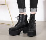 Thanksgiving  namcoverse   Women Ankle Boots Round Toe EVA Soft Material Lace-Up Female Short Boots Thick Platform Ladies Shoes Black